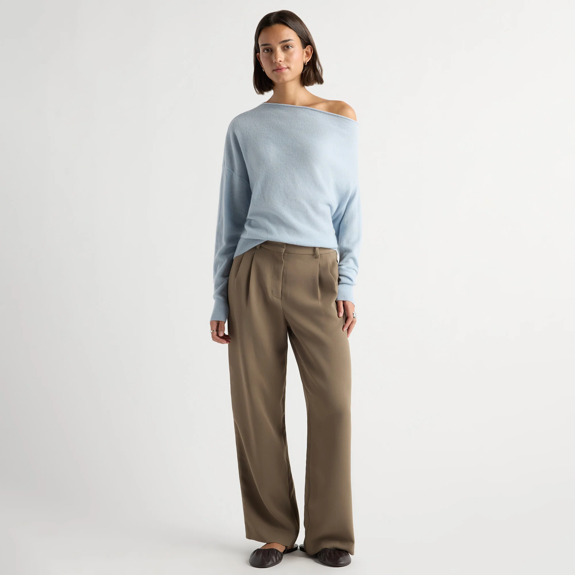 Aniya Double-Pleated Tailored Pant