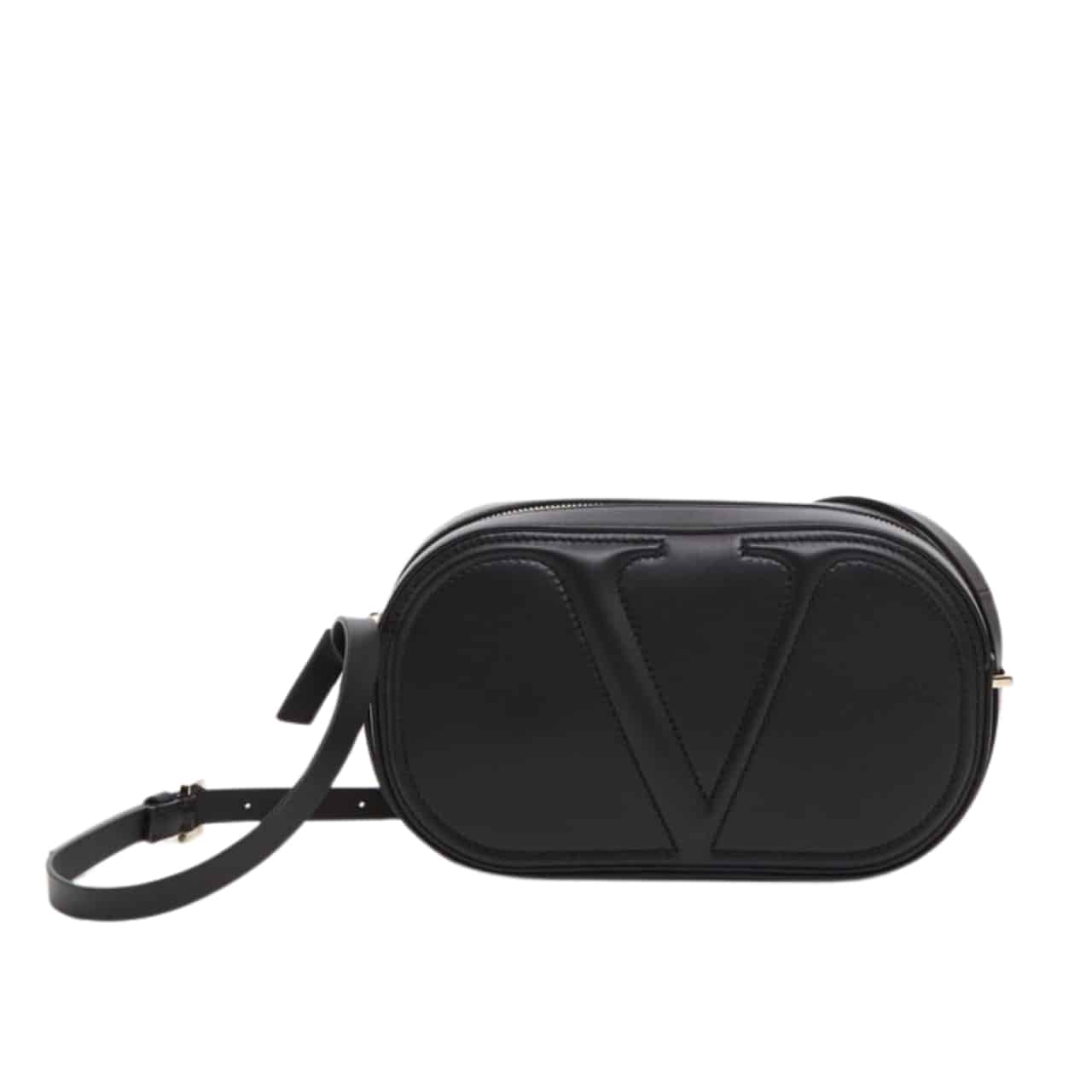 Valentino Vlogo Walk Leather Crossbody Bag Black 25Cm