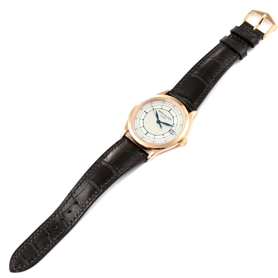 Patek Philippe Calatrava Rose Gold Silver Dial Mens Watch 5296 5296R