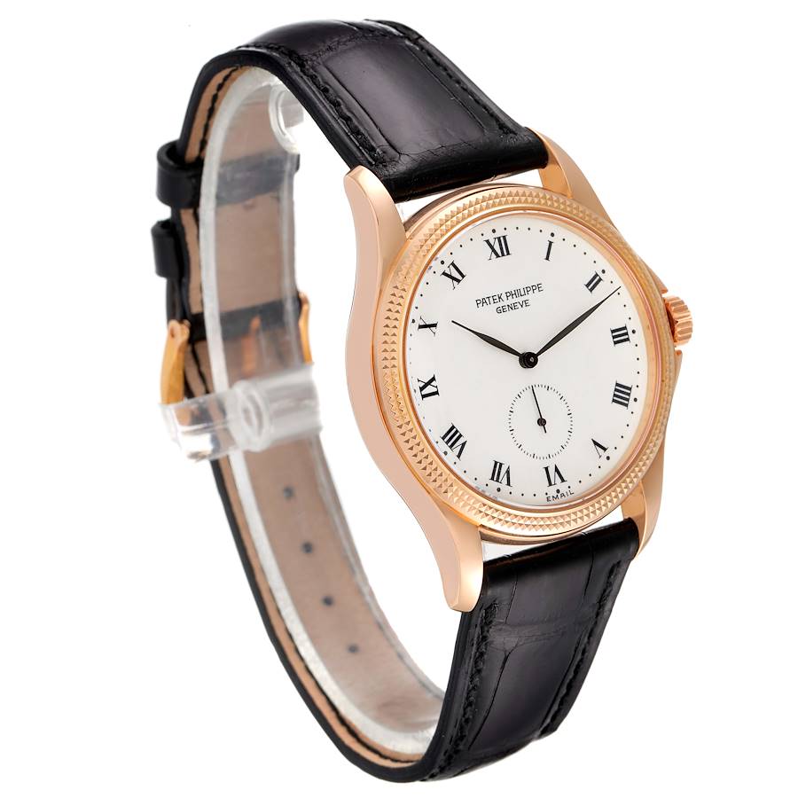 Patek Philippe Calatrava 18k Rose Gold White Dial Mens Watch 5115 Papers