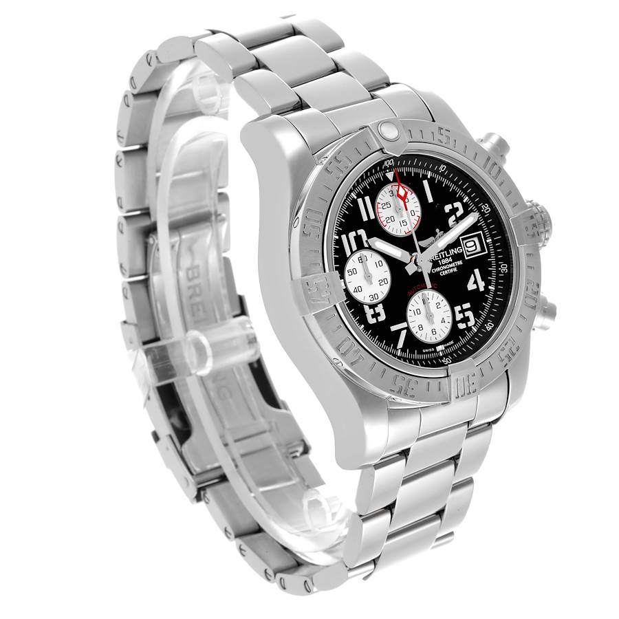Breitling Avenger II Black Dial Steel Mens Watch A13381