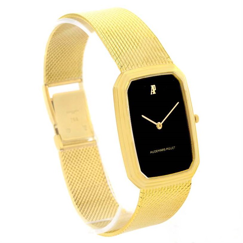 Audemars Piguet 18K Yellow Gold Black Dial Manual Winding Watch 4013