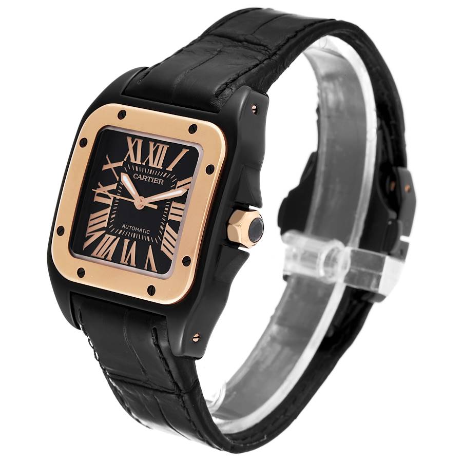 Cartier Santos 100 PVD Steel Rose Gold Midsize Mens Watch W2020009