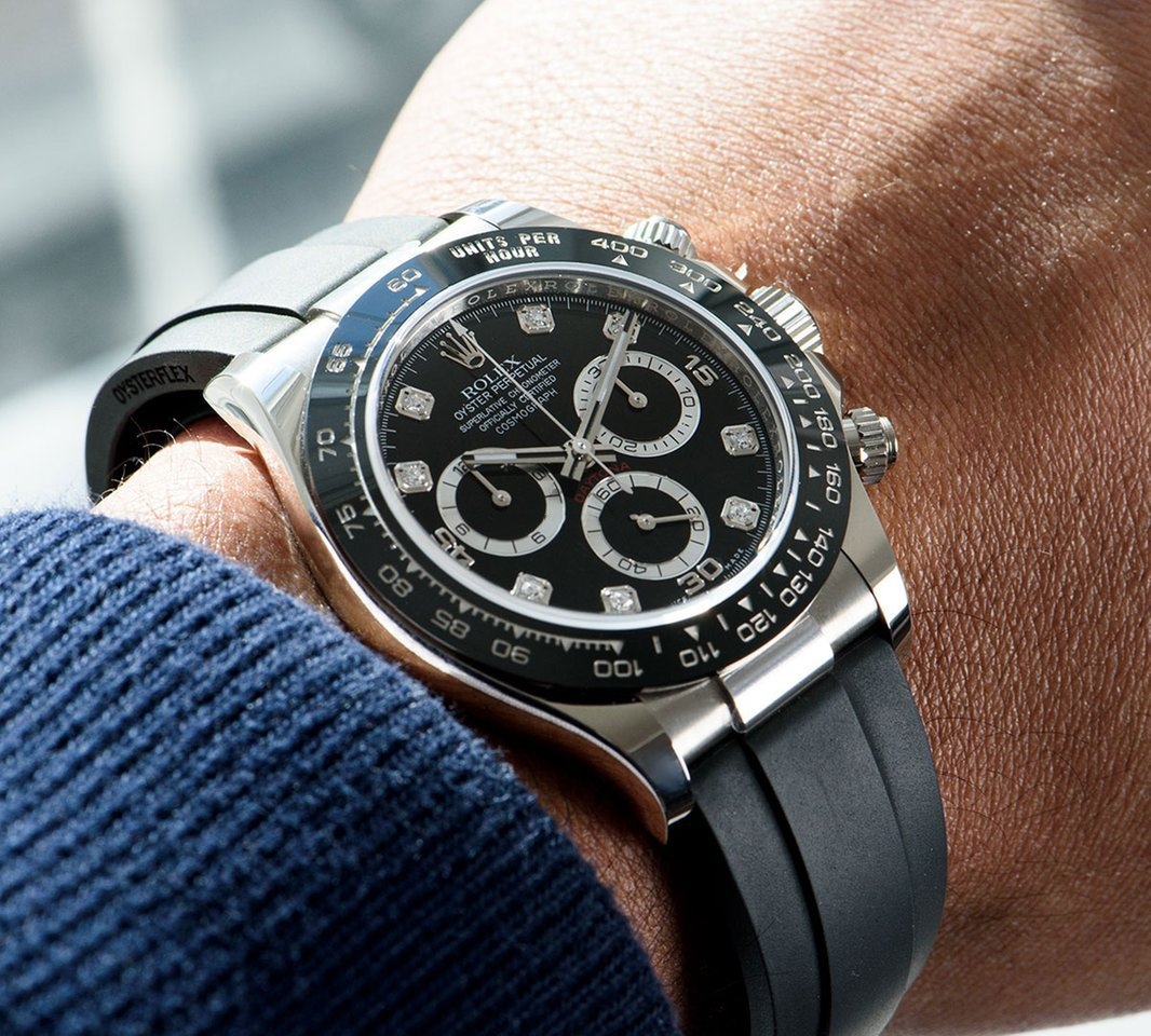Rolex Daytona White Gold Black Dial Oysterflex Strap 116519LN-0025 Unworn