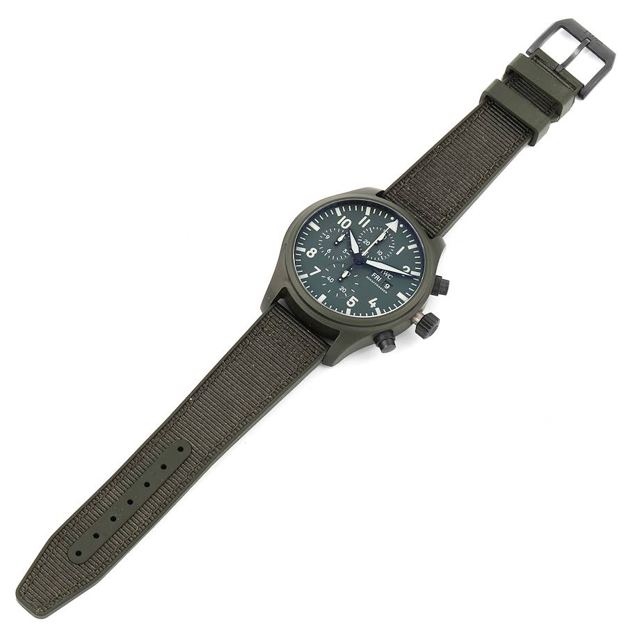 IWC Pilot Top Gun Chronograph Green Ceramic Dial Mens Watch "Woodland" IW389106