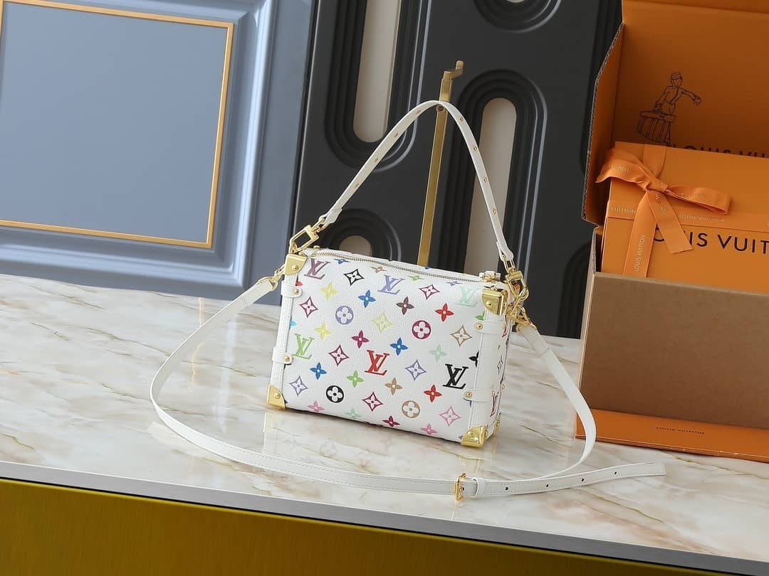 Louis Vuitton X Takashi Murakami Side Trunk MM Bag Multicolore Blanc 23cm M14046