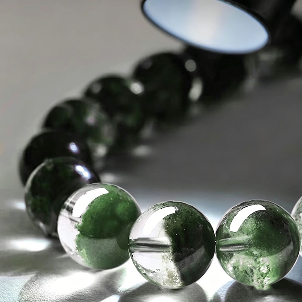 GemVibra Green Phantom Quartz Talisman Bracelet – Grounding & Abundance