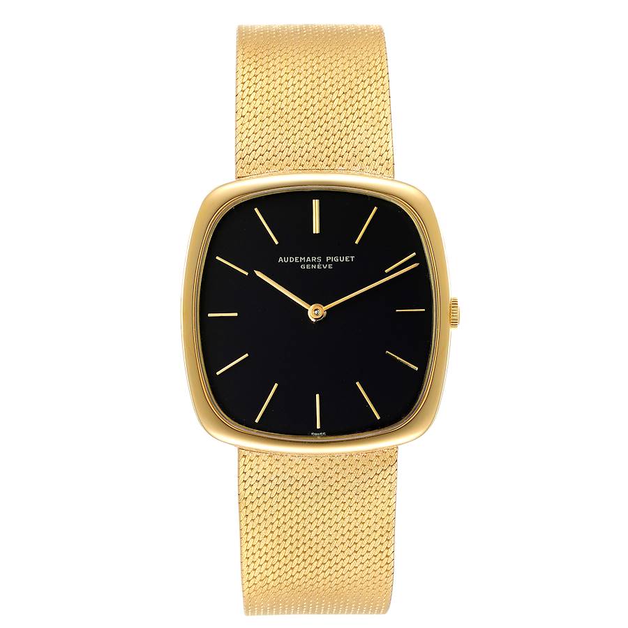 Audemars Piguet Yellow Gold Black Dial Vintage Mens Watch