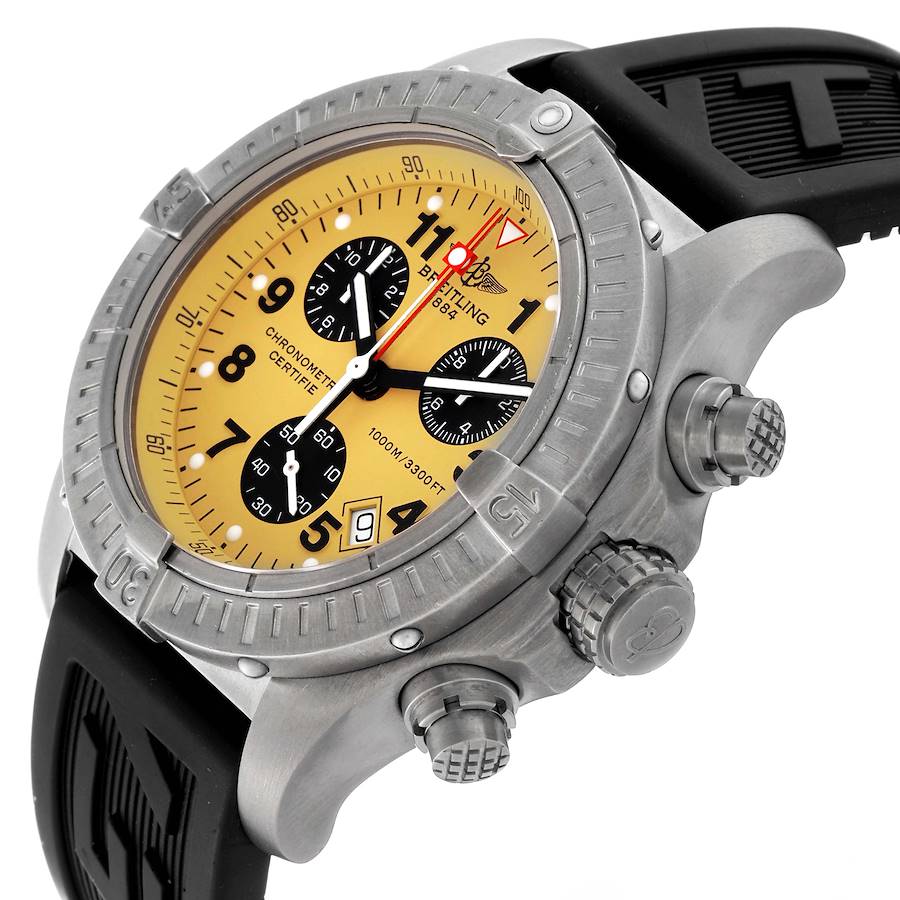 Breitling Aeromarine Chrono Avenger M1 Yellow Dial Titanium Mens Watch E73360