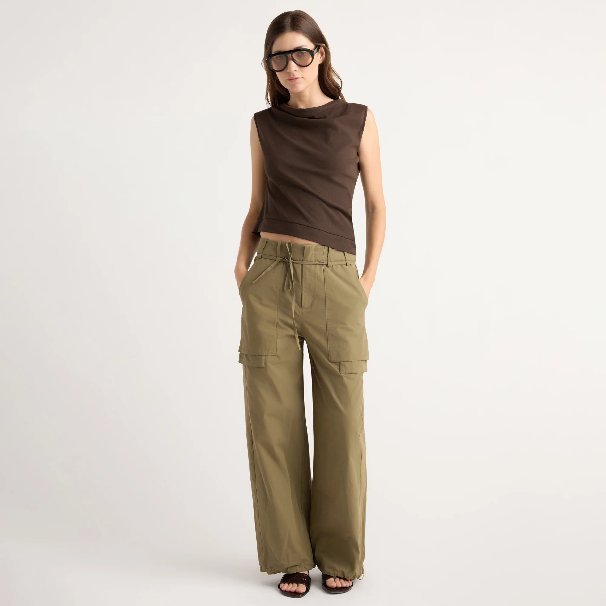 Bekah Exposed-Pocket Cotton Pant