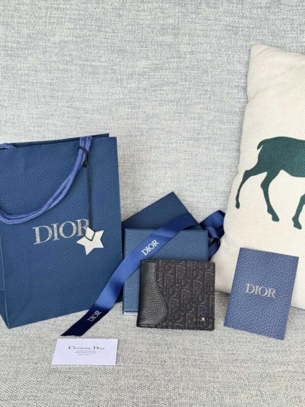Replica Dior Jacquard Wallet Oblique Black