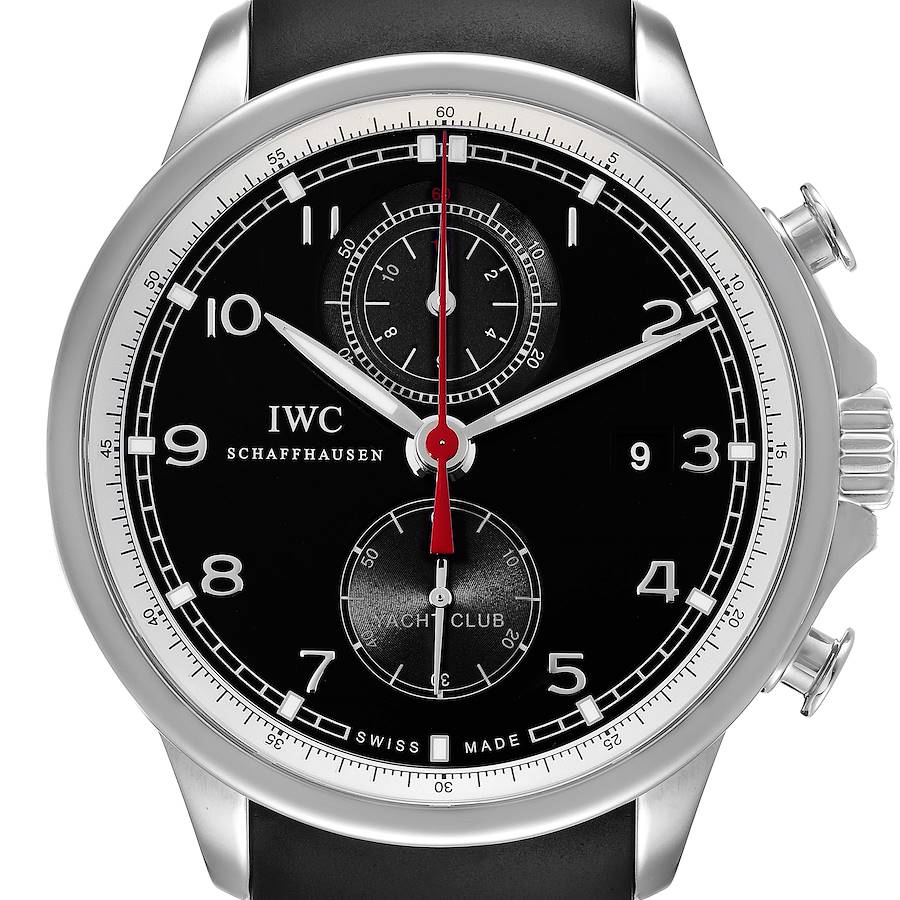 IWC Portuguese Yacht Club Chronograph Black Dial Steel Mens Watch IW390210