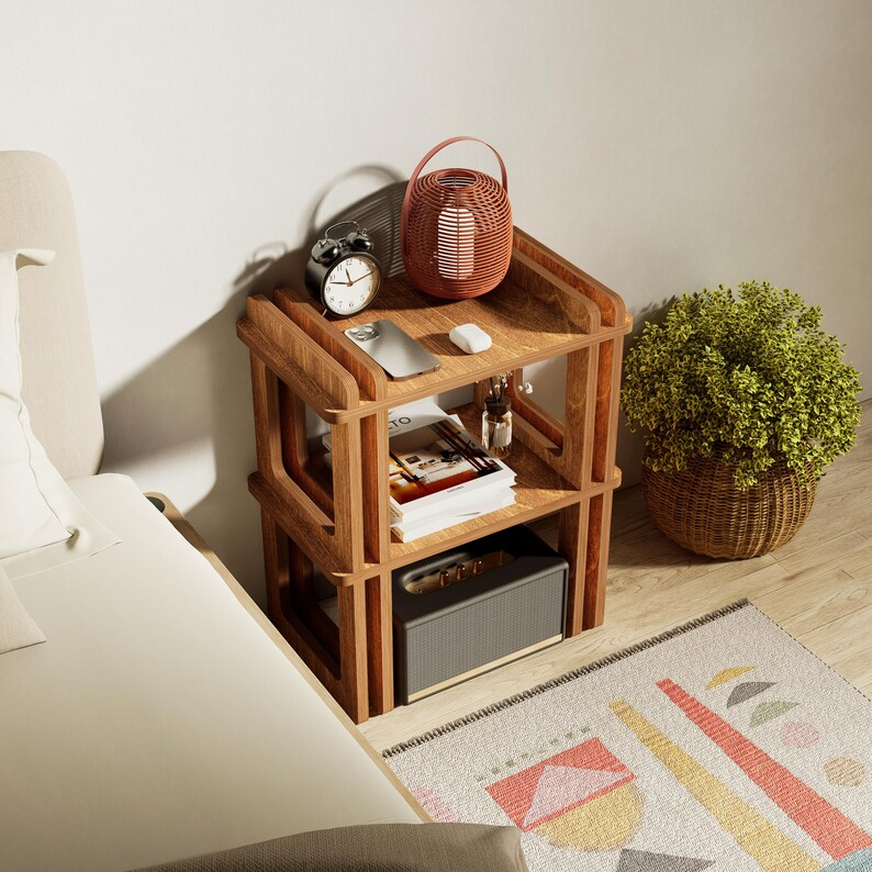 Birch Plywood Nightstand with Shelves