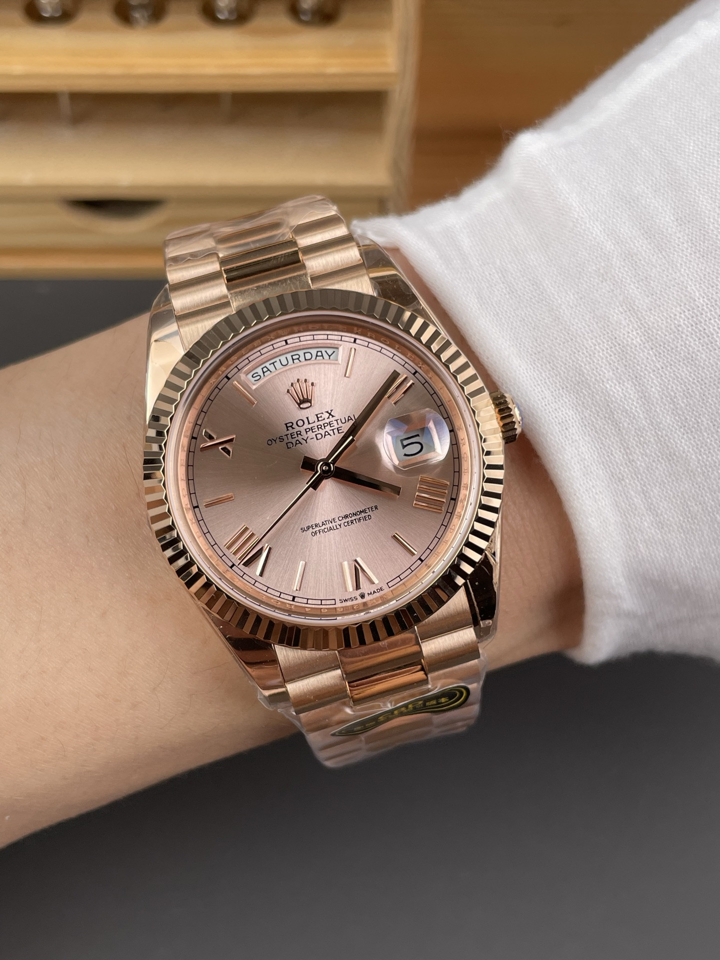 Day-Date Rose Gold Champagne Roman Dial