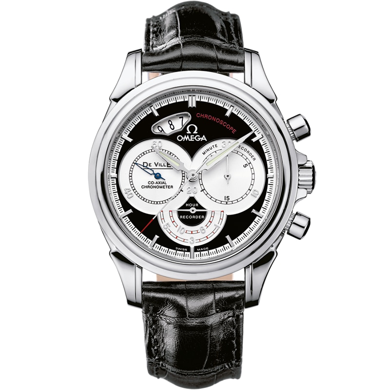 Omega De Ville 41.0 MM, steel on leather strap 4850.50.31