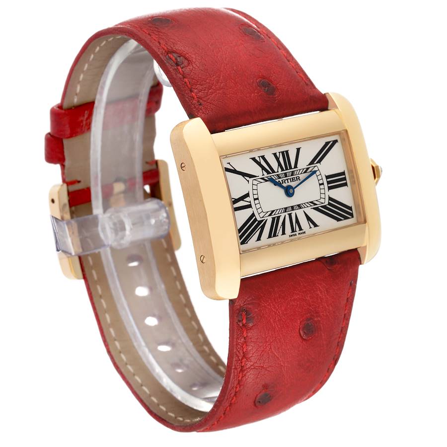 Cartier Tank Divan Large Silver Dial Yellow Gold Ladies Watch W6300556