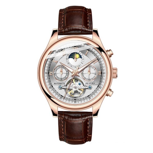 Retro Men's Watch--Men's Complications Mechanical Watch, Tourbillon Perpetual Calendar Moon Phase Chronograph