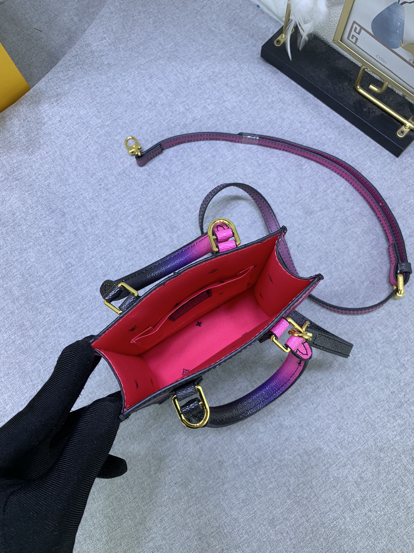 Louis Vuitton Petit Sac Plat Monogram Black And Pink 17Cm