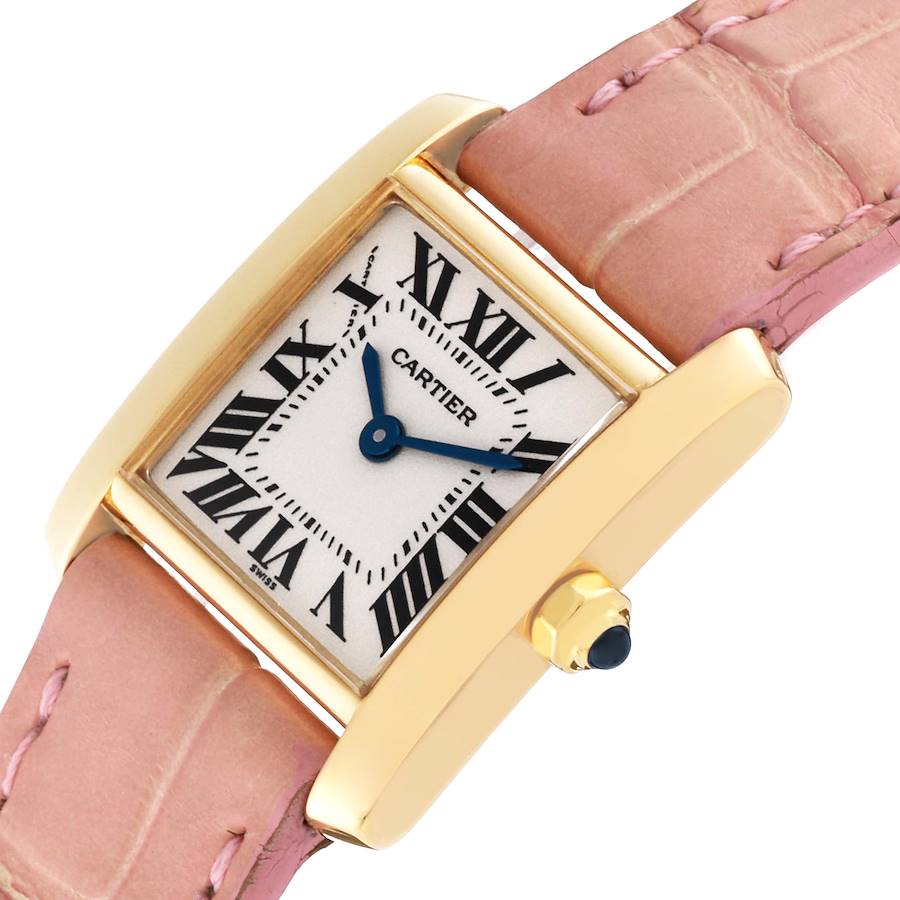 Cartier Tank Francaise Yellow Gold Pink Strap Ladies Watch W5000256