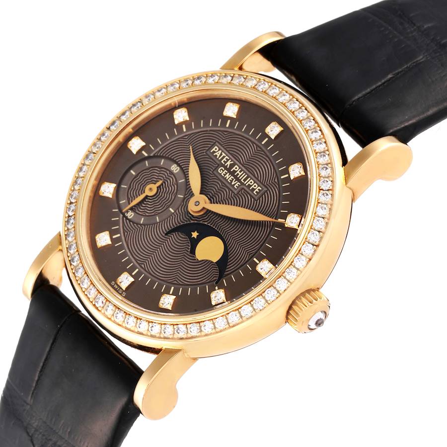 Patek Philippe Calatrava Yellow Gold Bronze Diamond Dial Ladies Watch 4858J