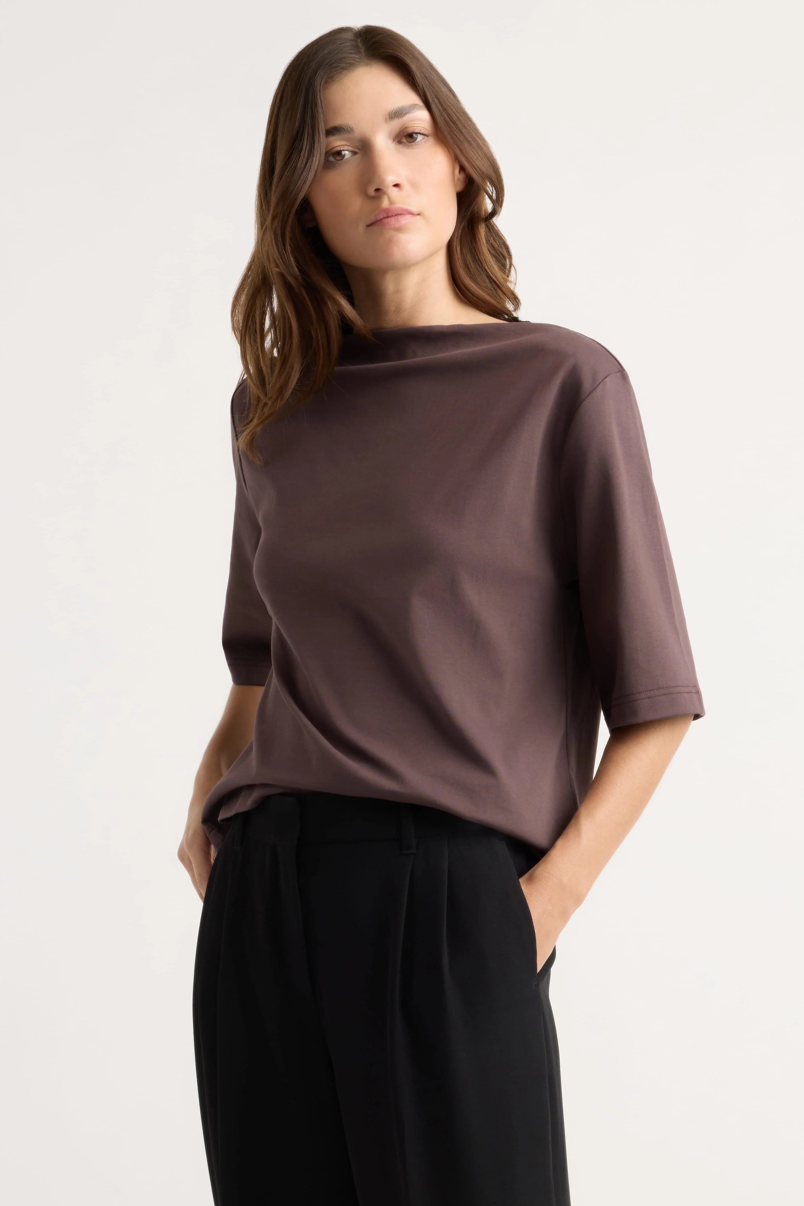 Raquel Relaxed Oversized Slit-Neck Tee