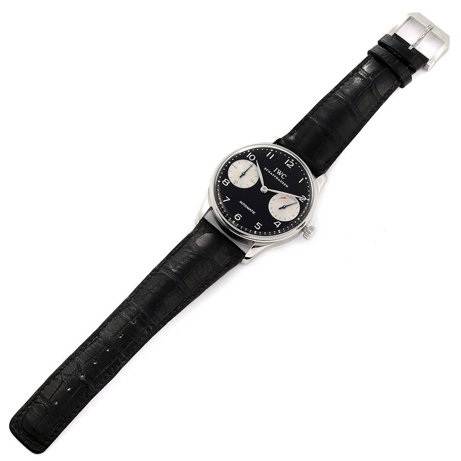 IWC Portuguese 7 Day Black Dial Limited Edition Steel Mens Watch IW500001