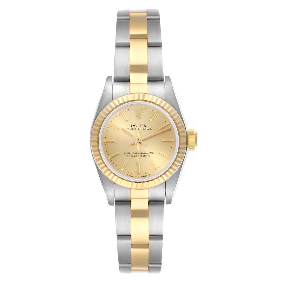 Rolex Oyster Perpetual Champagne Steel Yellow Gold Ladies Watch 67193