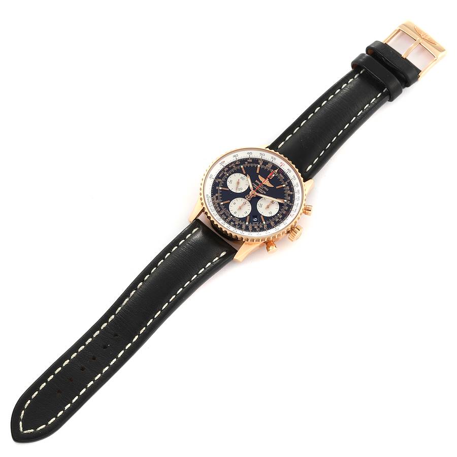 Breitling Navitimer 01 Rose Gold Black Dial Mens Watch RB0120