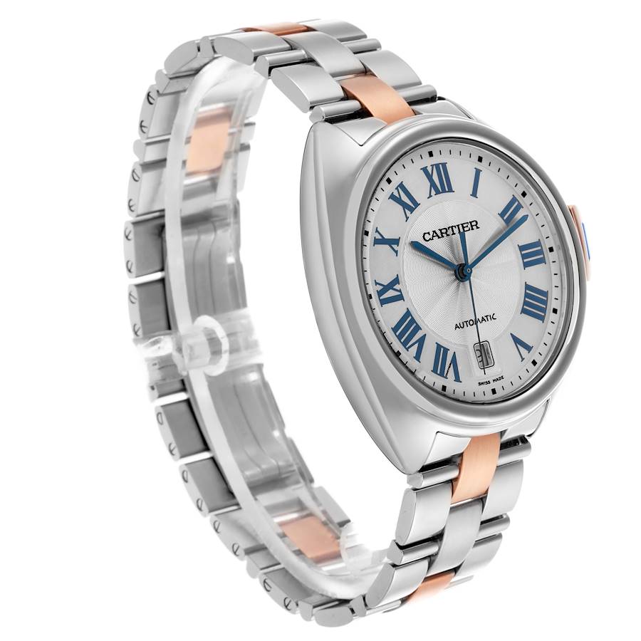 Cartier Cle 40mm Steel Rose Gold Silver Dial Mens Watch W2CL0002