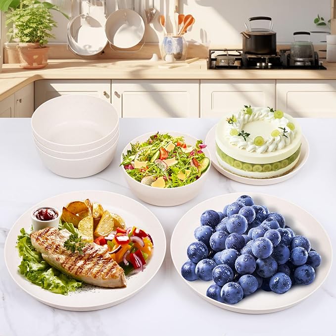 EI 12pcs Wheat Straw Dinnerware Set