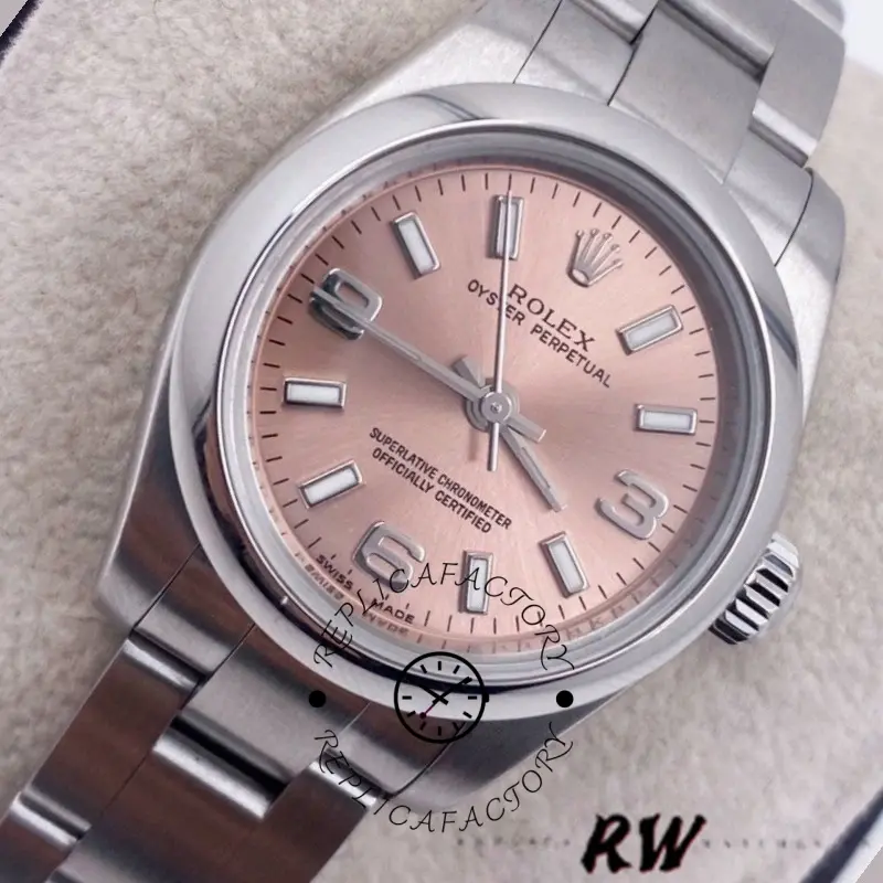 Rolex Oyster Perpetual 176200 Pink Dial Domed Bezel 26MM Lady Replica Watch