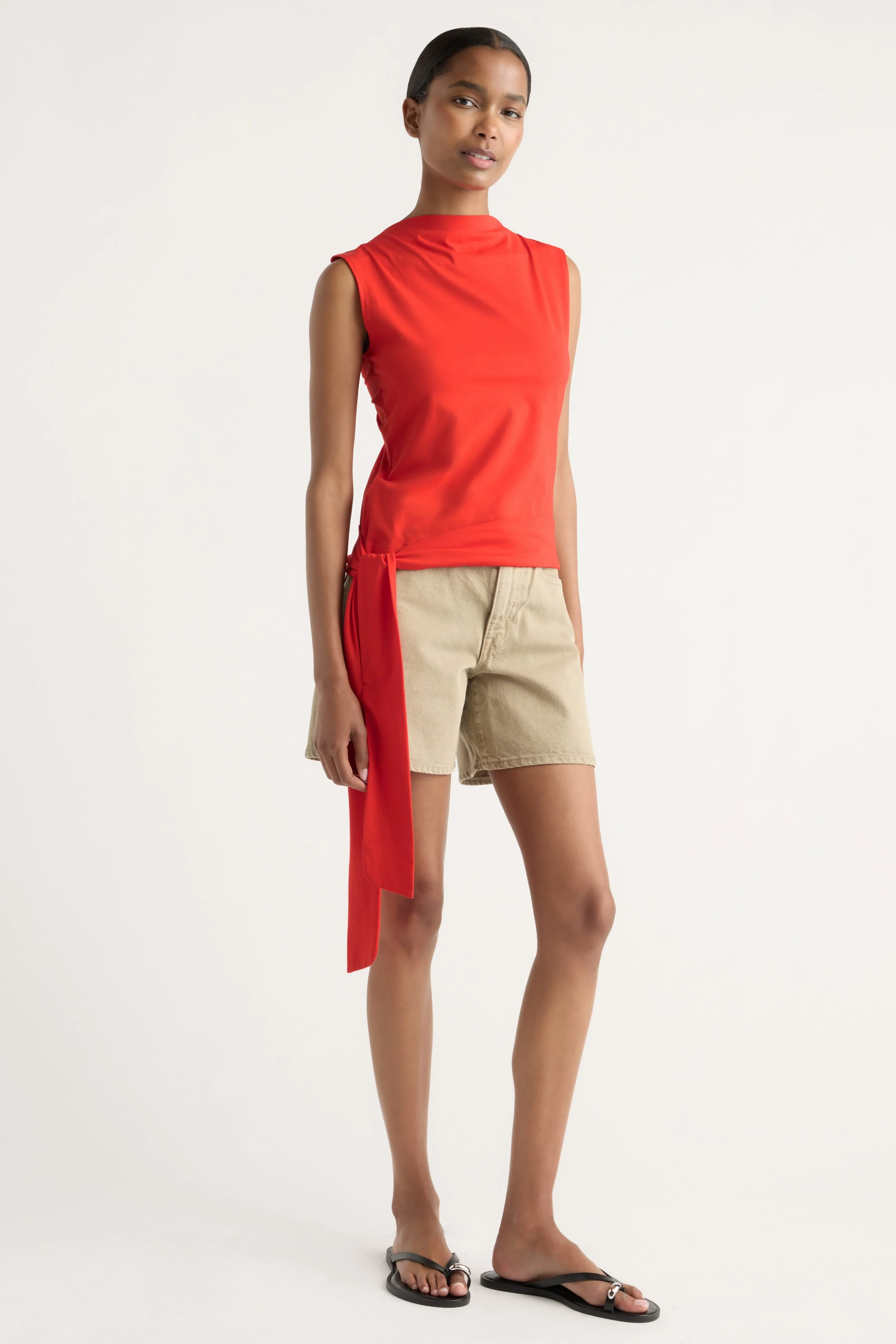 Sylvia Tie-Hem Slit-Neck Tank