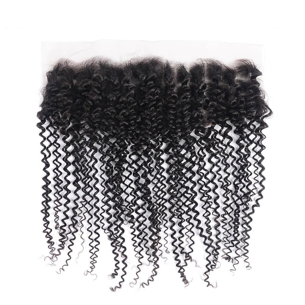Kinky Curly 5x5/13x4 Transparent Lace Frontal Closure Brazilian Virgin Hair Ear to Ear Frontal Free Part