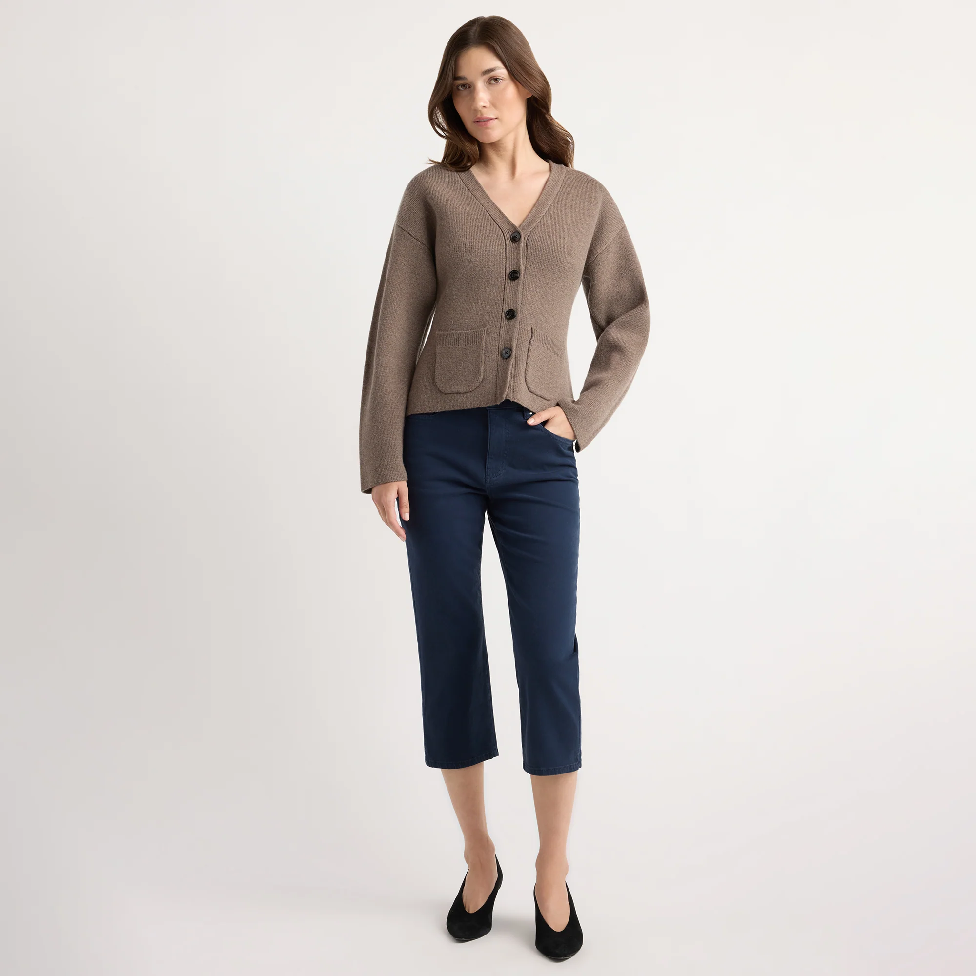 Elinor Organic Cotton-Wool V-Neck Cardigan