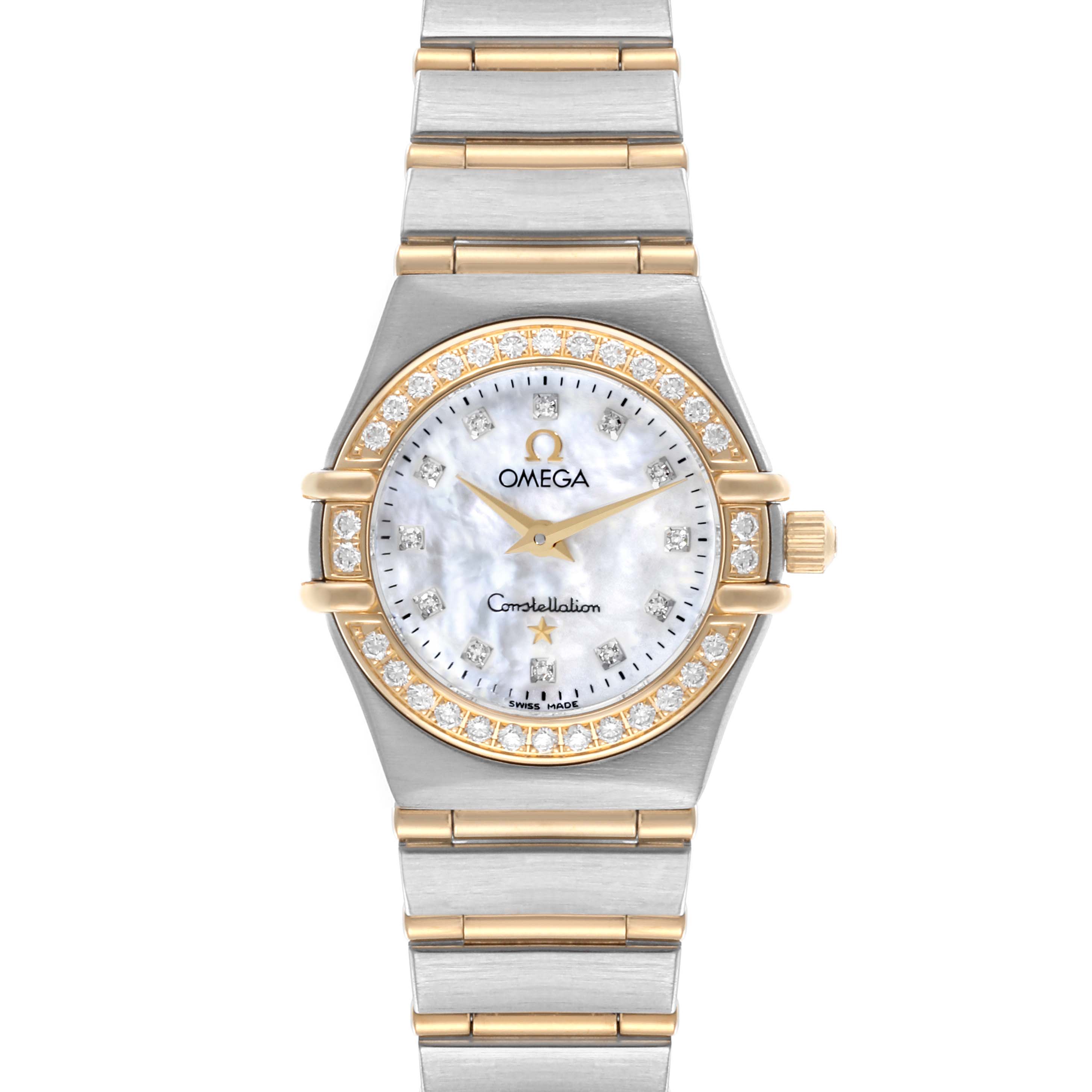 Omega Constellation 95 Mother of Pearl Diamond Yellow Gold Steel Ladies Watch 22.25 MM 1267.75.00