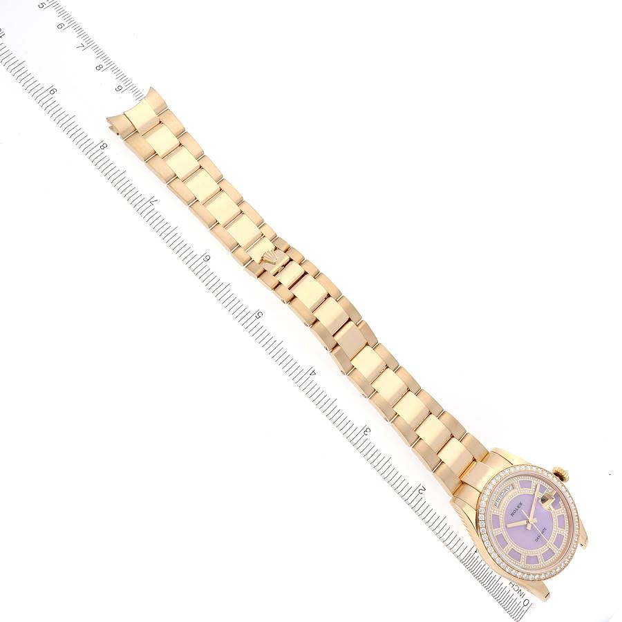 Rolex President Day-Date Yellow Gold Carousel Lilac Jade Diamond Mens Watch 118348