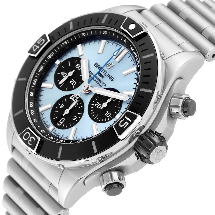 Breitling Chronomat B01 Ice Blue Dial Steel Mens Watch PB0136