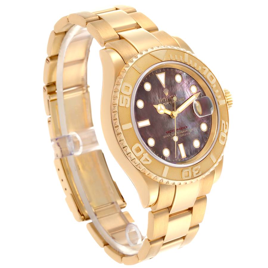 Rolex Yachtmaster 40mm Yellow Gold Black MOP Dial Mens Watch 16628