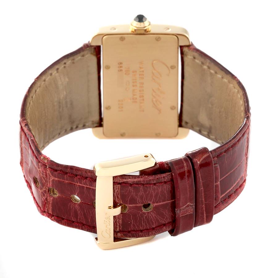 Cartier Tank Divan Mini Yellow Gold Red Strap Ladies Watch W6300356