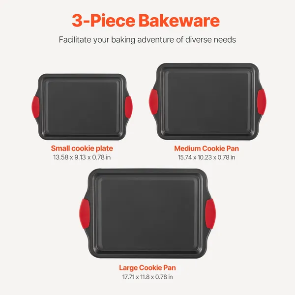 Baking Pans Set 3-Piece Nonstick Carbon Steel Cookware