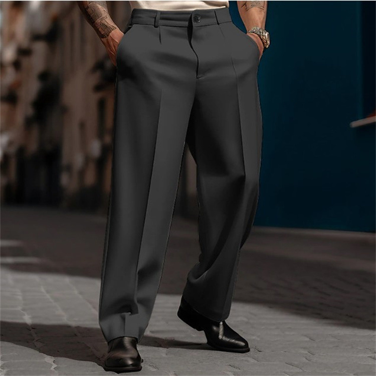 Business One Button Slant Pocket Solid Suit Pants