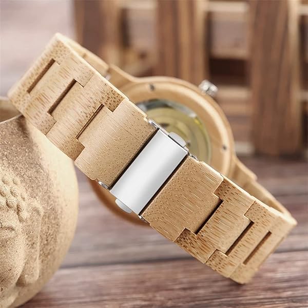 No Battery Fashion Mechanical Wooden Watch for Men, Mechanical Movement Wooden Strap Men's Watch for Father's Day, Birthday M804