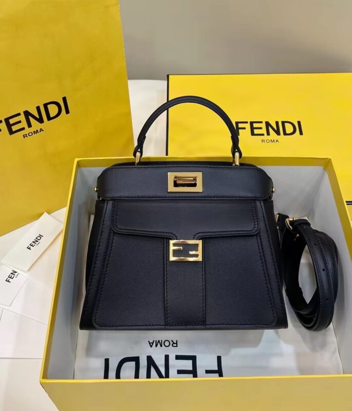 Replica Fendi Peekaboo With Patch Pocket Black