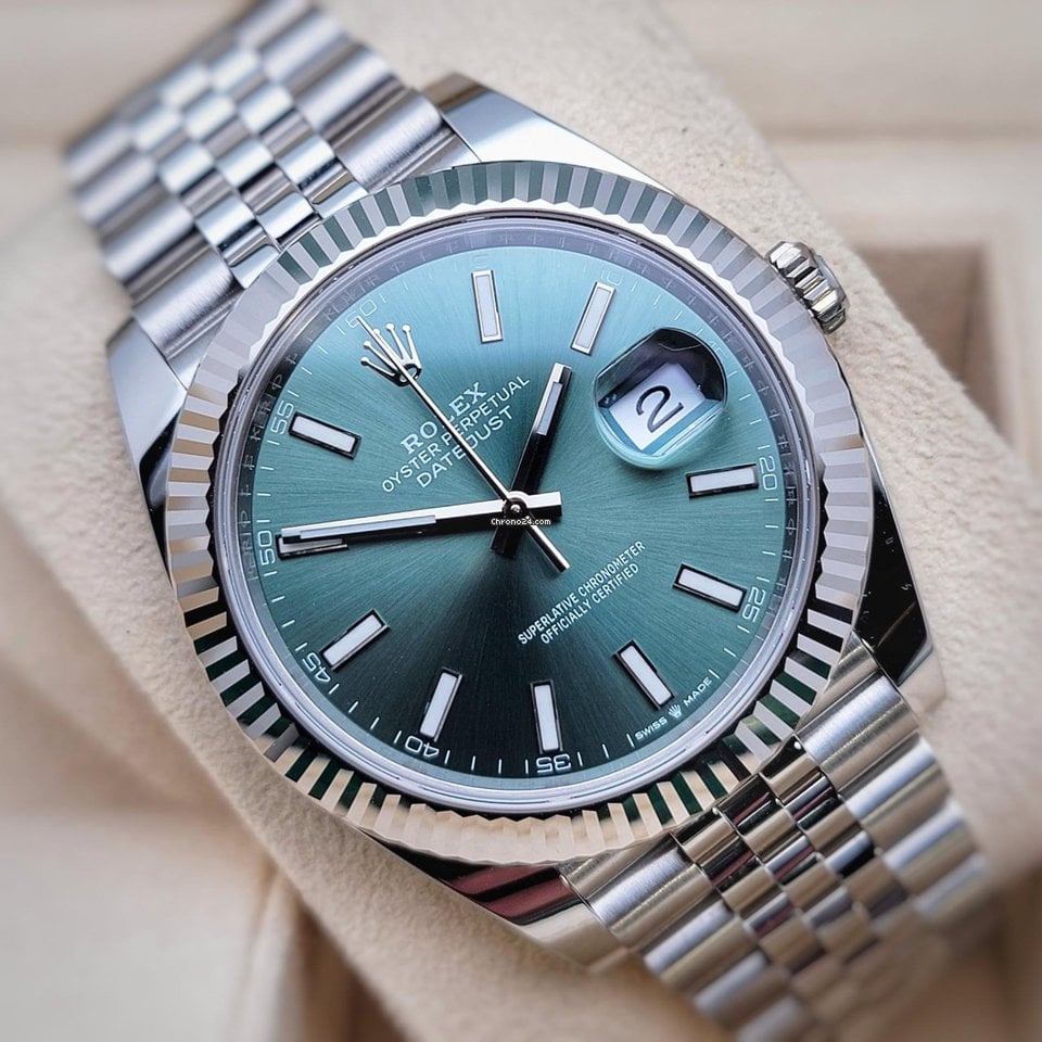 Rolex Datejust 41 Mint Green Dial Steel & White Gold m126334-0028