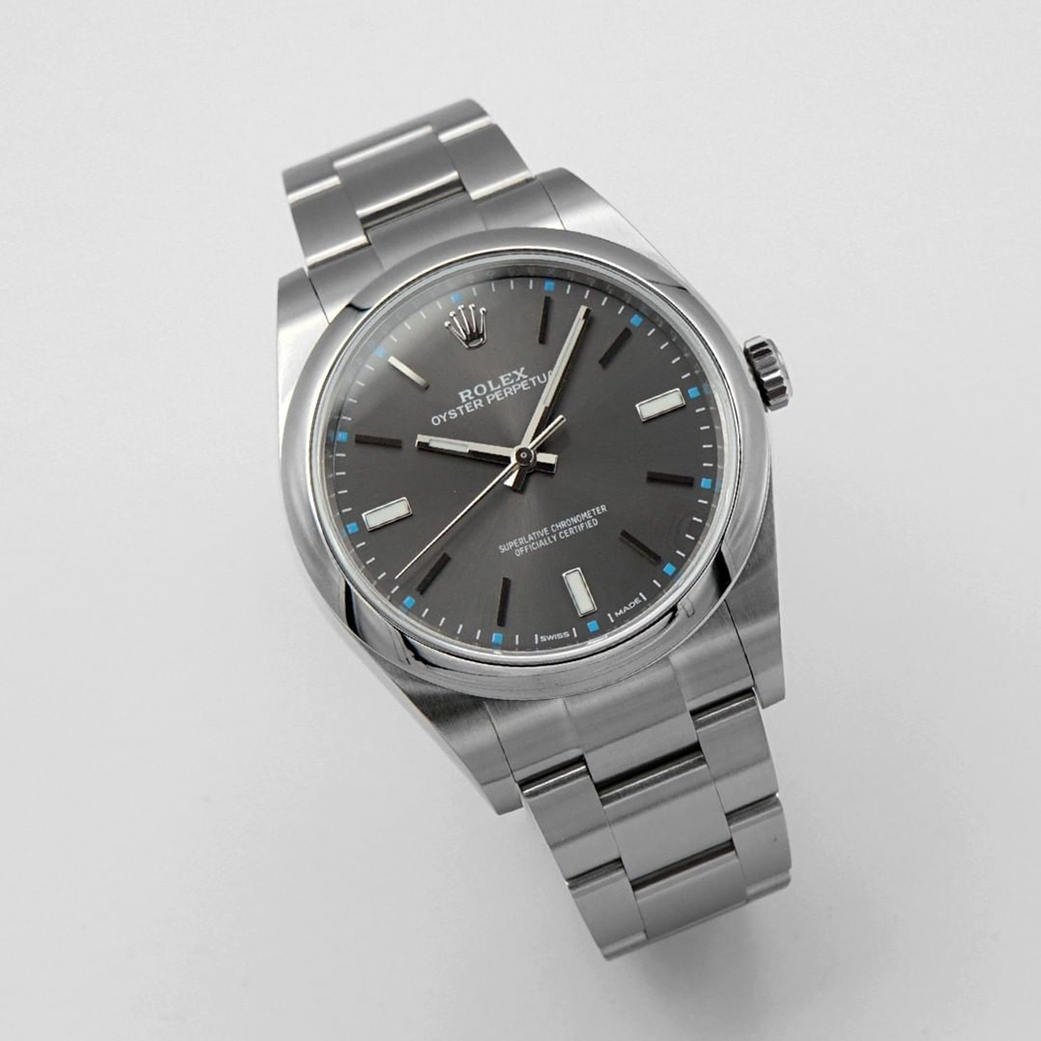 Rolex Oyster Perpetual 39mm Dark Rhodium Dial Watch 114300-0001
