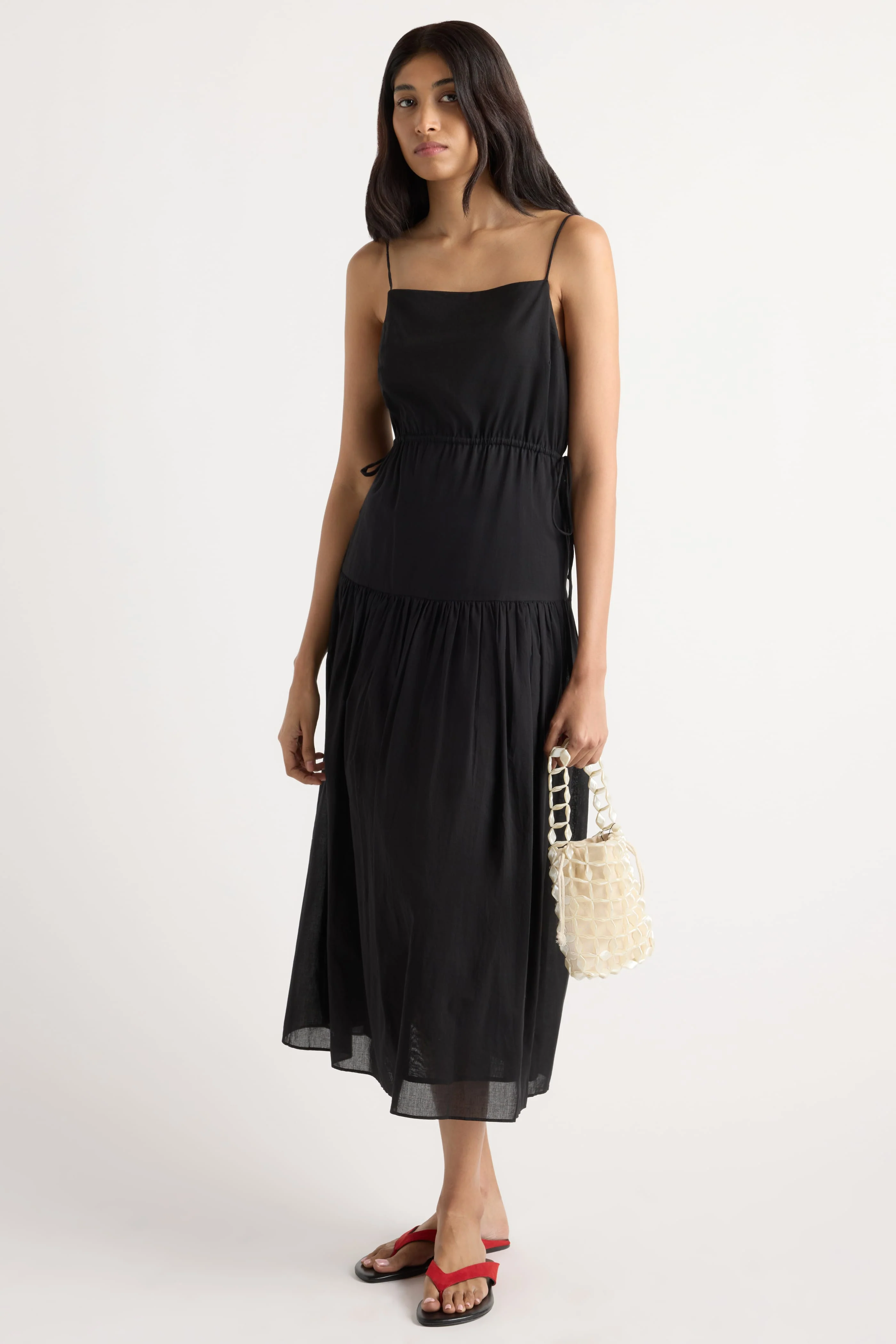 Dalia Tie-Waist Tiered Organic Cotton Dress