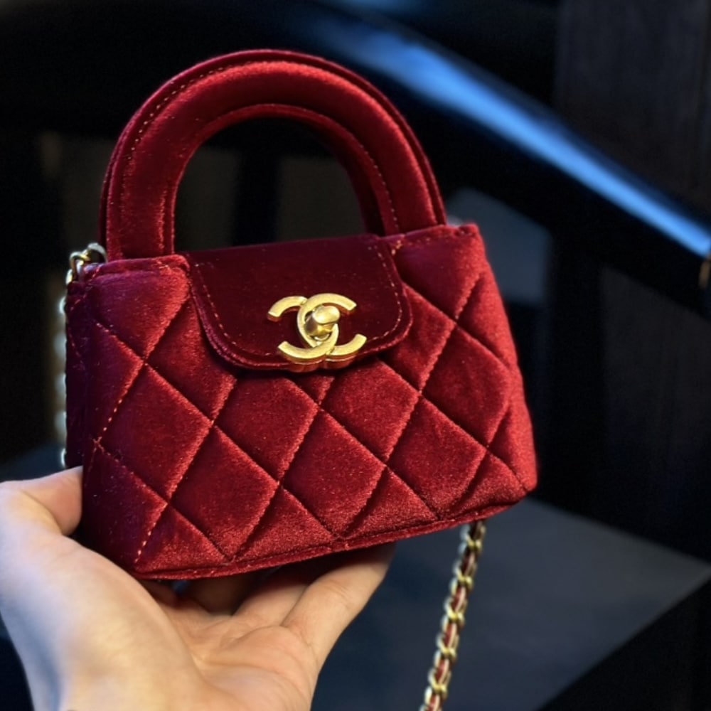 Chanel Velvet Nano Kelly Re Edition Red 13Cm