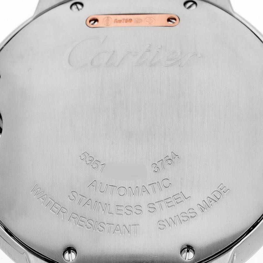 Cartier Ballon Bleu 36mm Steel Rose Gold Diamond Mens Watch W3BB0013