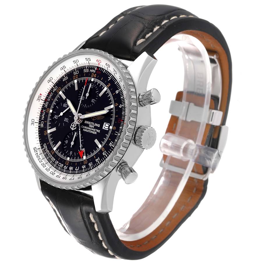 Breitling Navitimer World Black Dial Steel Mens Watch A24322