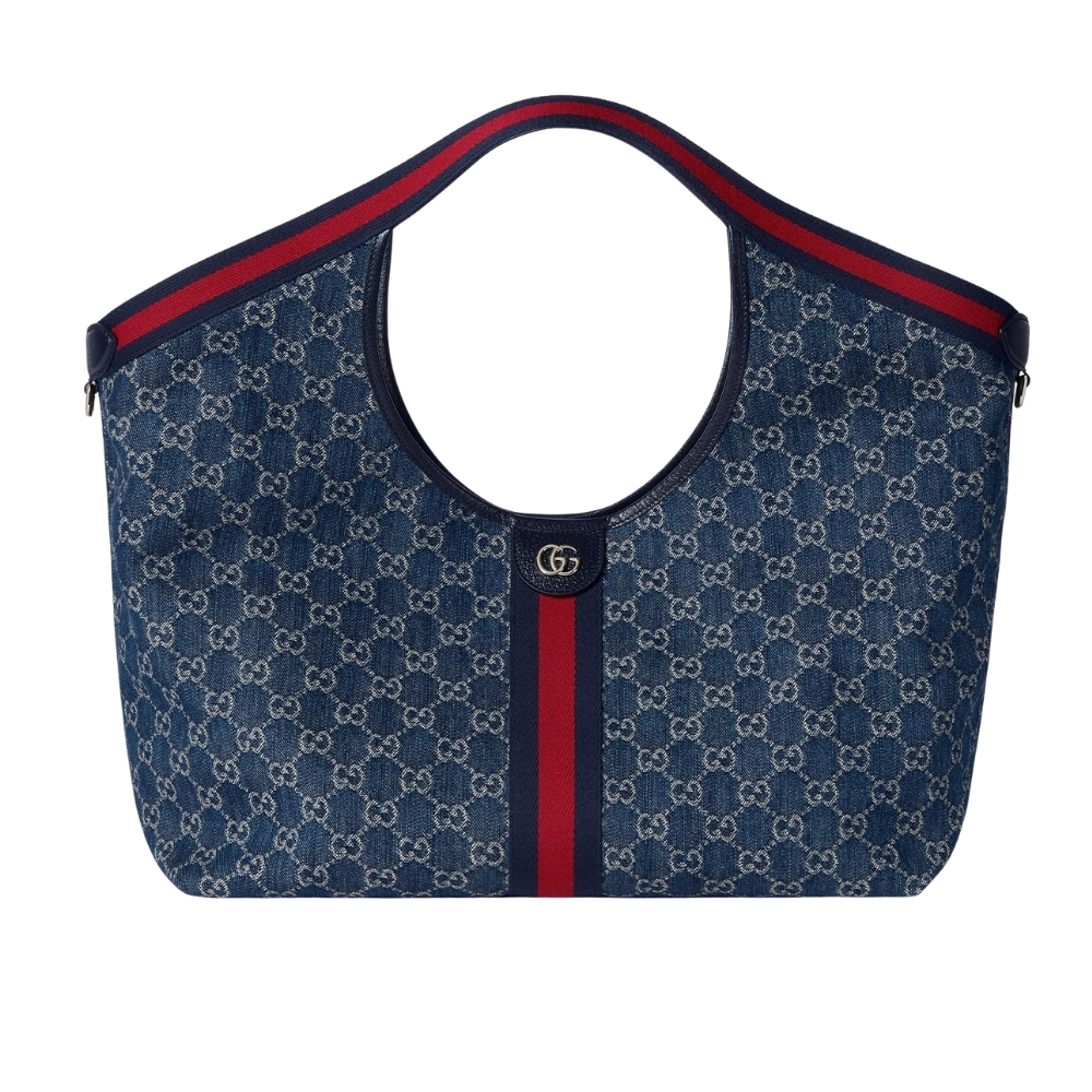 Gucci Giglio Large Tote Bag Blue And White GG Denim 60cm ‎853971 FAFFQ 8864